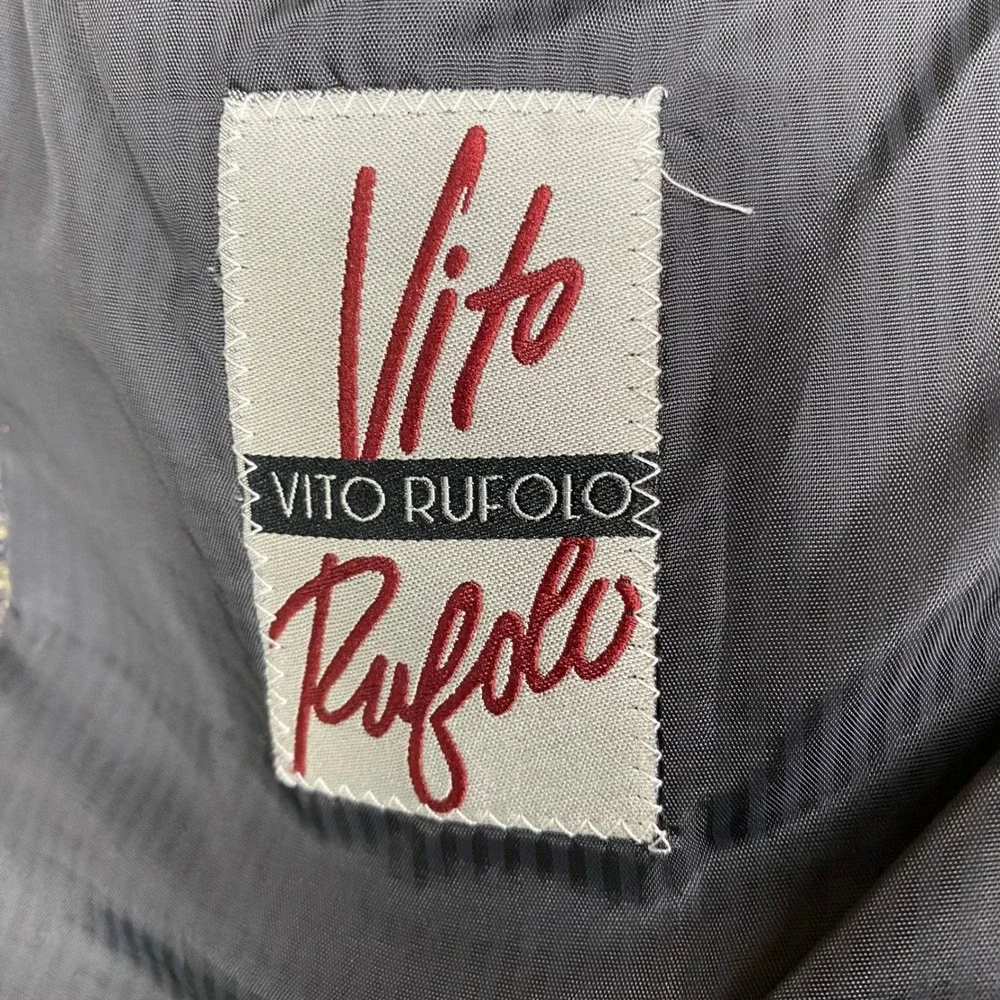 VTG Vito Rufolo Blazer Mens 44 Brown Silk Wool Houndstooth Made in Italy Lessona